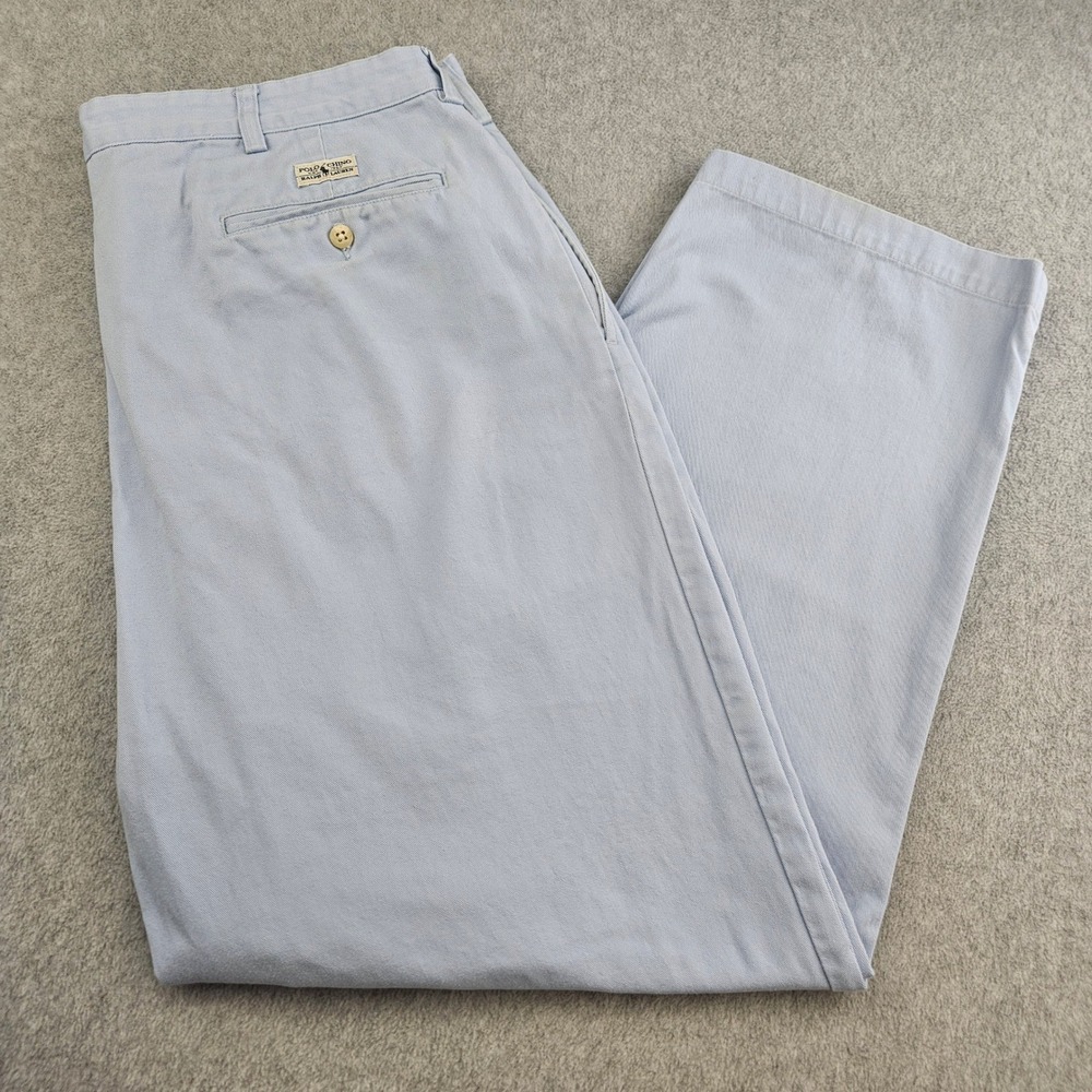 POLO RALPH LAUREN Andrew Pant Mens 40 Blue Pleated Chino Cotton Classic Casual